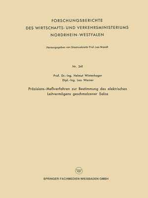 cover image of Präzisions-Meßverfahren zur Bestimmung des elektrischen Leitvermögens geschmolzener Salze